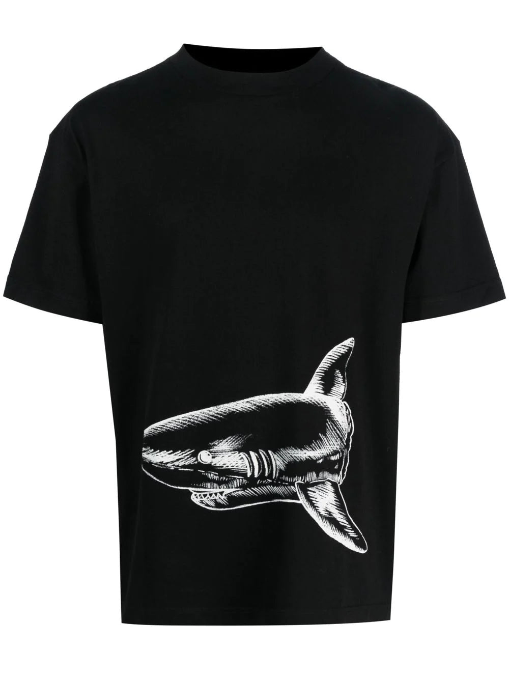 PALM ANGELS Broken Shark Classic Tee Black/Off White - MAISONDEFASHION.COM