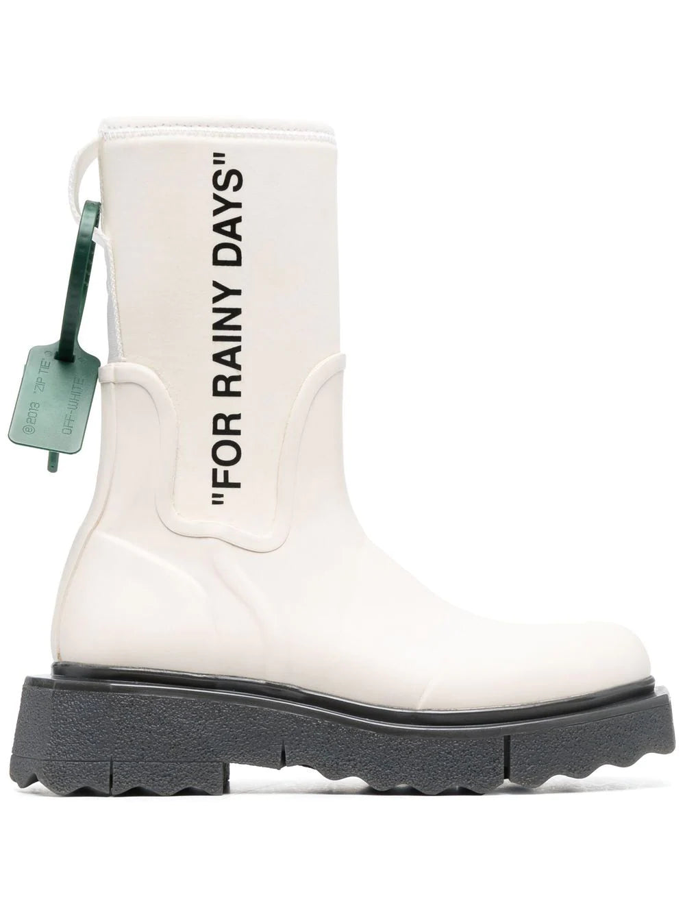 OFF WHITE WOMEN Sponge Rubber Rainboot White Black - MAISONDEFASHION.COM