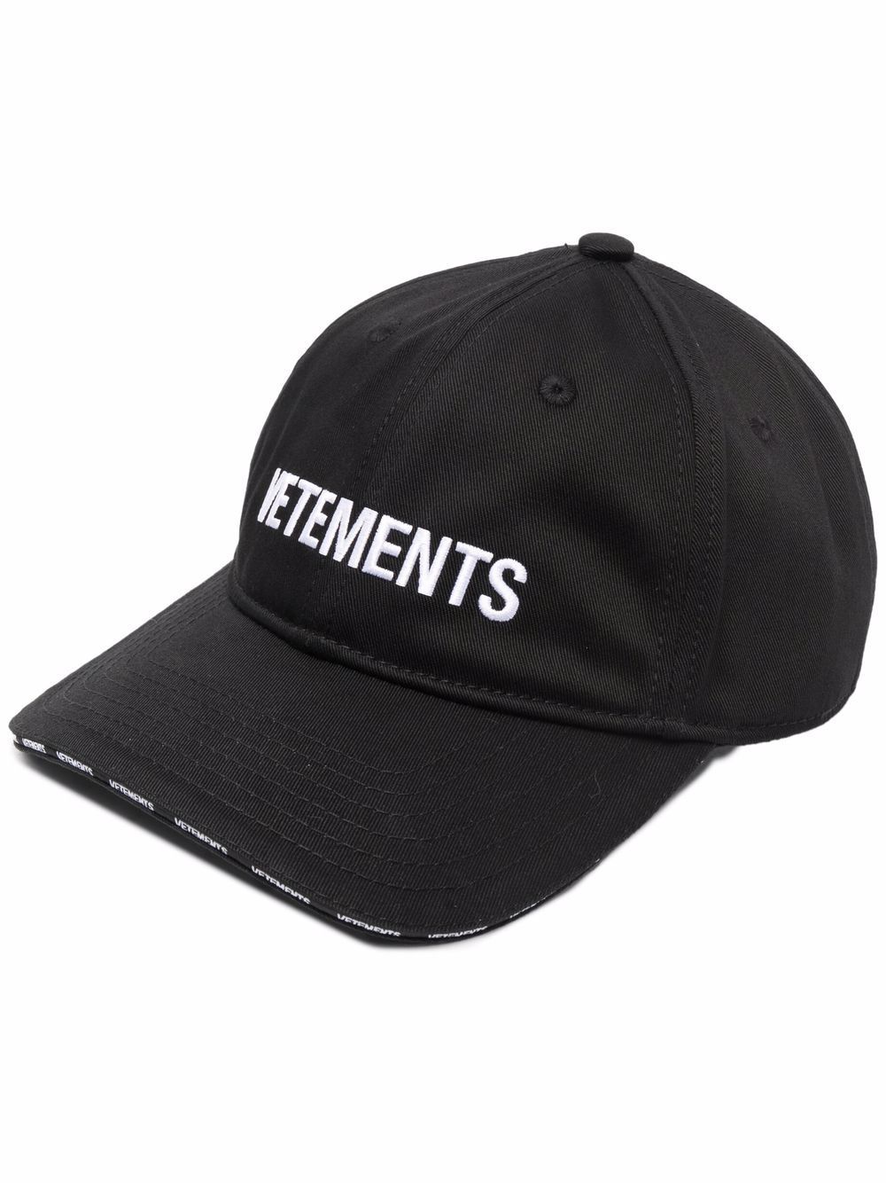 VETEMENTS Embroidered logo baseball cap Black - MAISONDEFASHION.COM