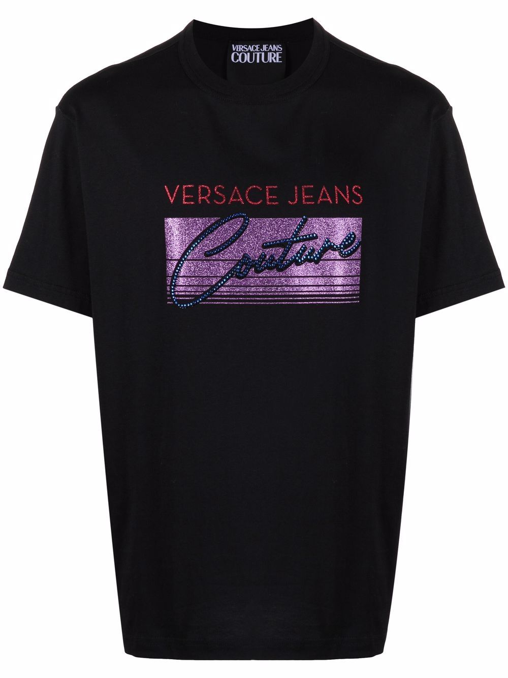 VERSACE Logo Print T-Shirt Black - MAISONDEFASHION.COM
