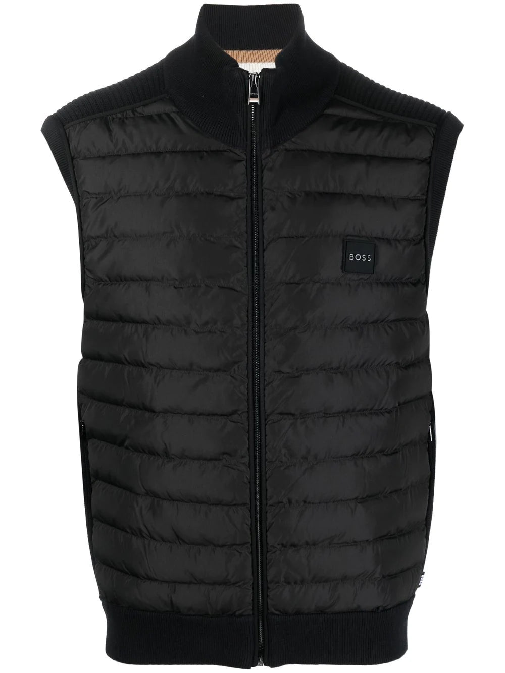 BOSS Logo-patch Quilted Gilet Black - MAISONDEFASHION.COM