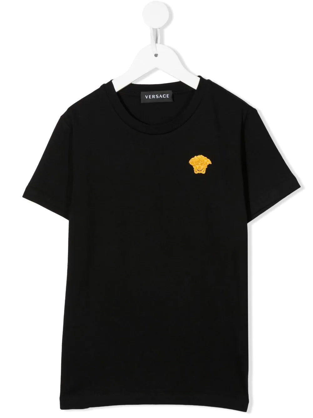 VERSACE KIDS Medusa Logo Embroidered T-Shirt Black - MAISONDEFASHION.COM