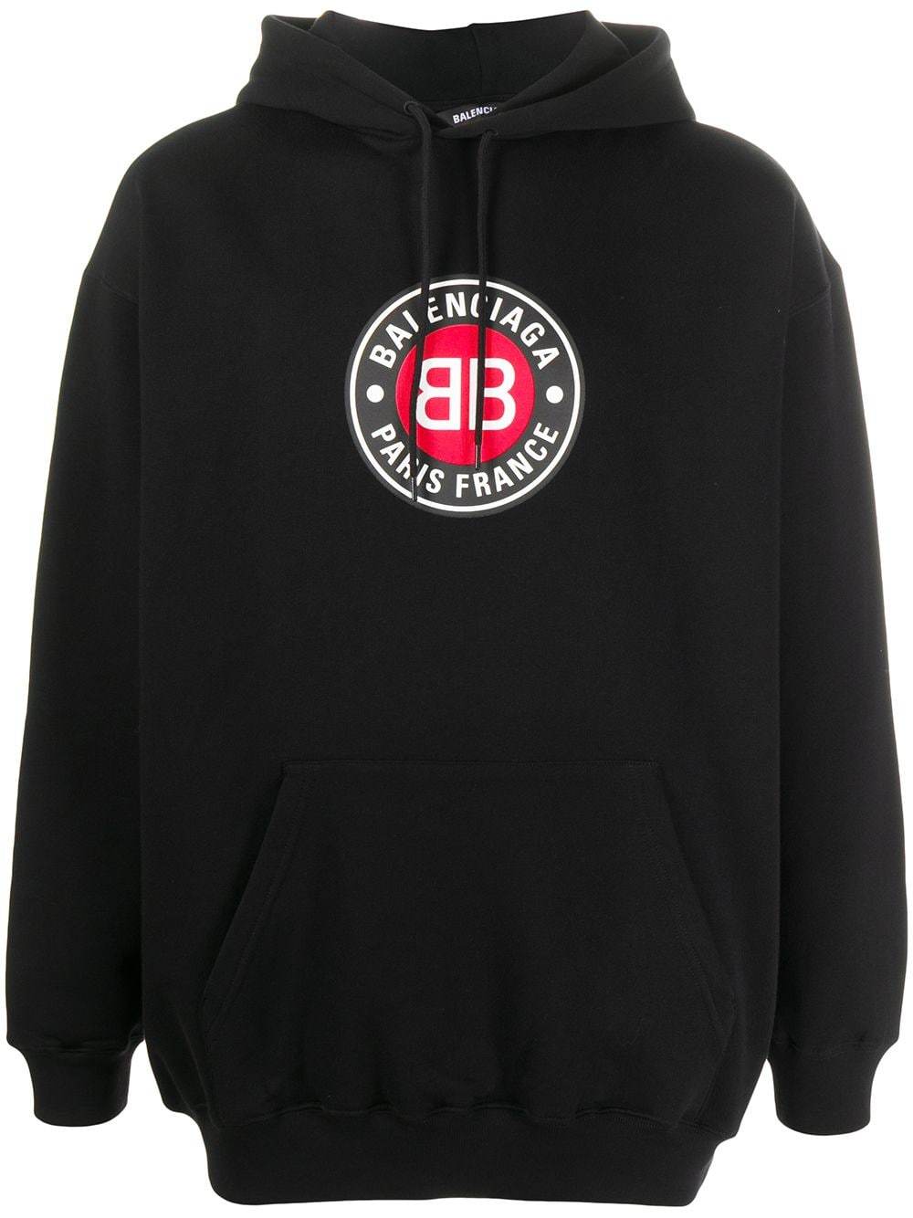 BALENCIAGA Circle BB Logo Hoodie Black - Maison De Fashion 