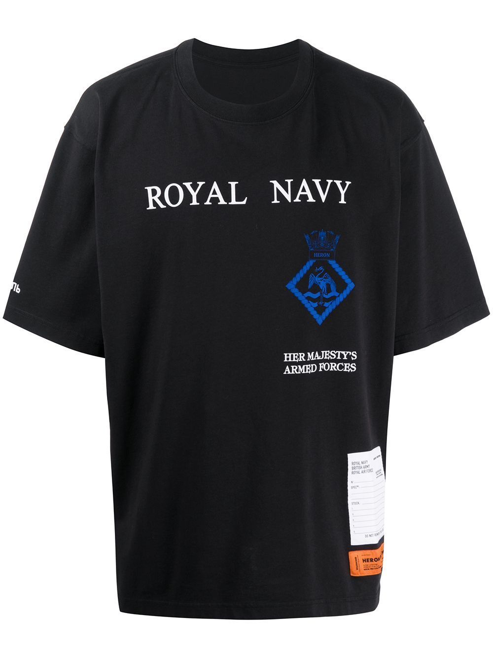 HERON PRESTON Royal Navy Print T-shirt Black - Maison De Fashion 