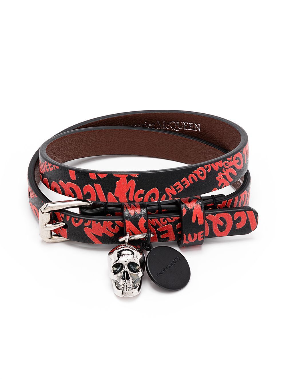 ALEXANDER MCQUEEN Skull Graffiti Print Bracelet Black/Red - Maison De Fashion 