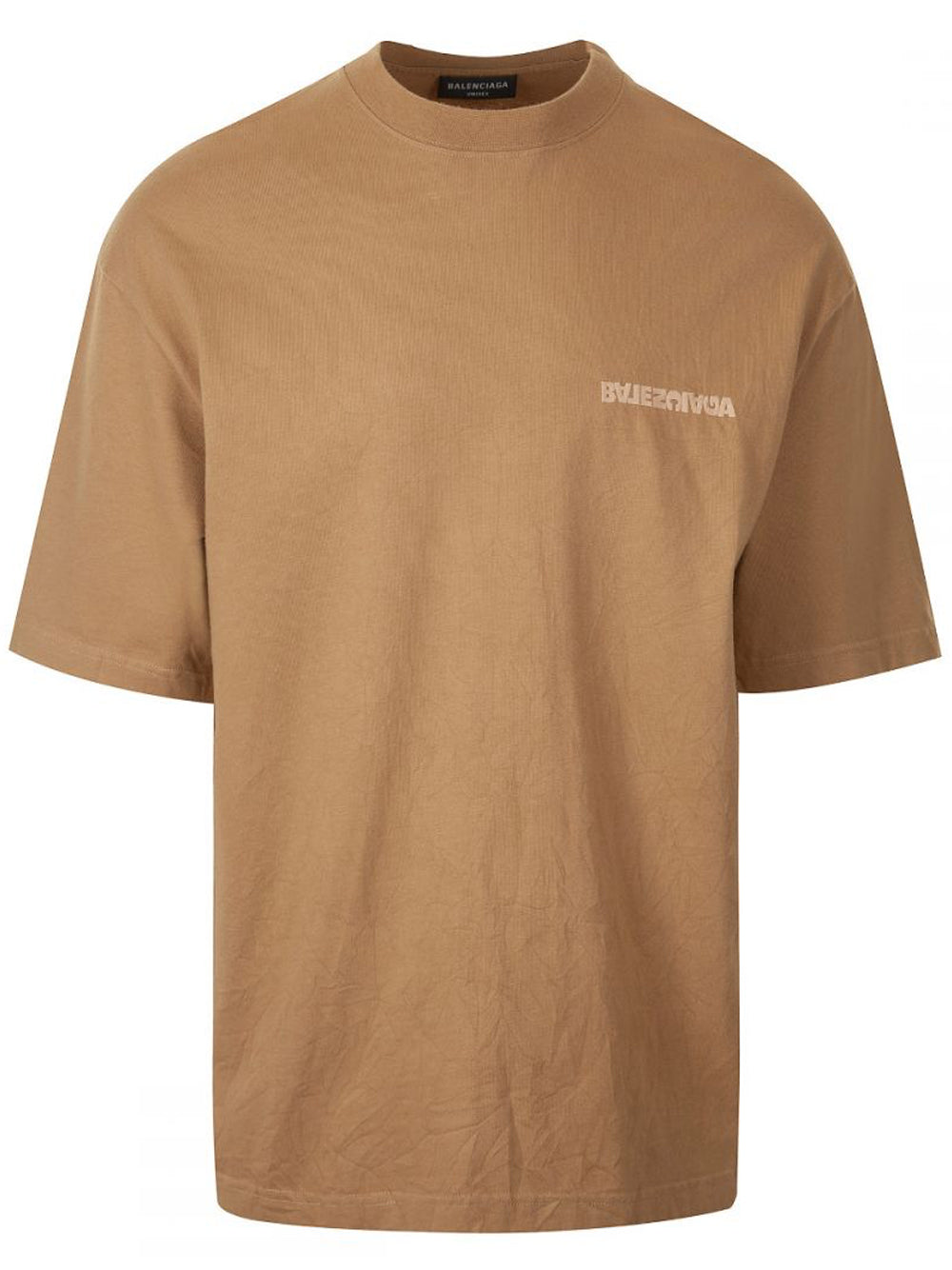 BALENCIAGA Turn Logo Creased T-Shirt Oat - MAISONDEFASHION.COM