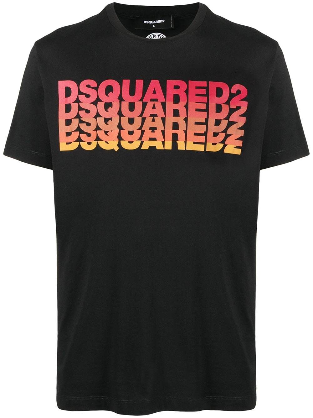 DSQUARED2 Gradient Effect Logo T-Shirt Black - MAISONDEFASHION.COM