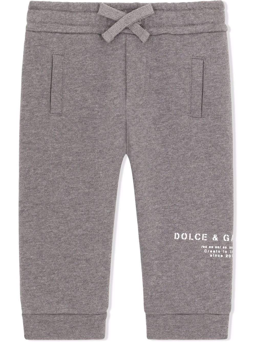 DOLCE & GABBANA BABY Logo-print jersey track pants Grey - MAISONDEFASHION.COM