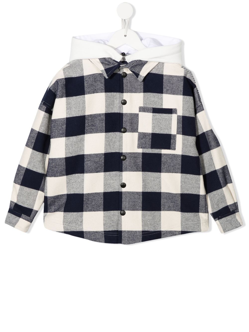 PALM ANGELS KIDS Overshirt Hoodie Navy/White - MAISONDEFASHION.COM