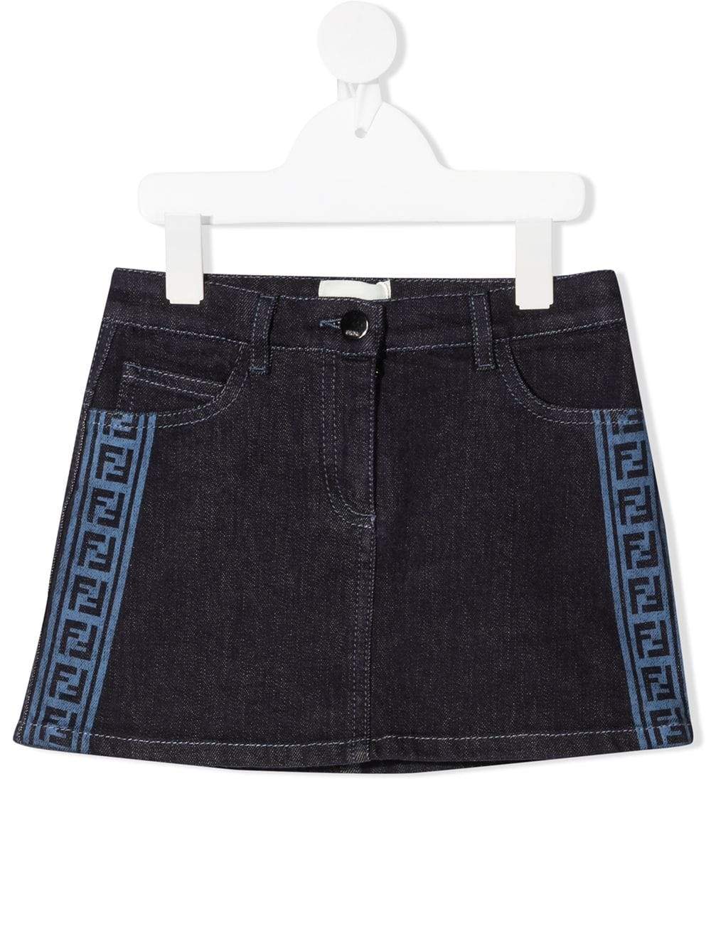 FENDI KIDS FF Trim Denim Skirt Navy - MAISONDEFASHION.COM