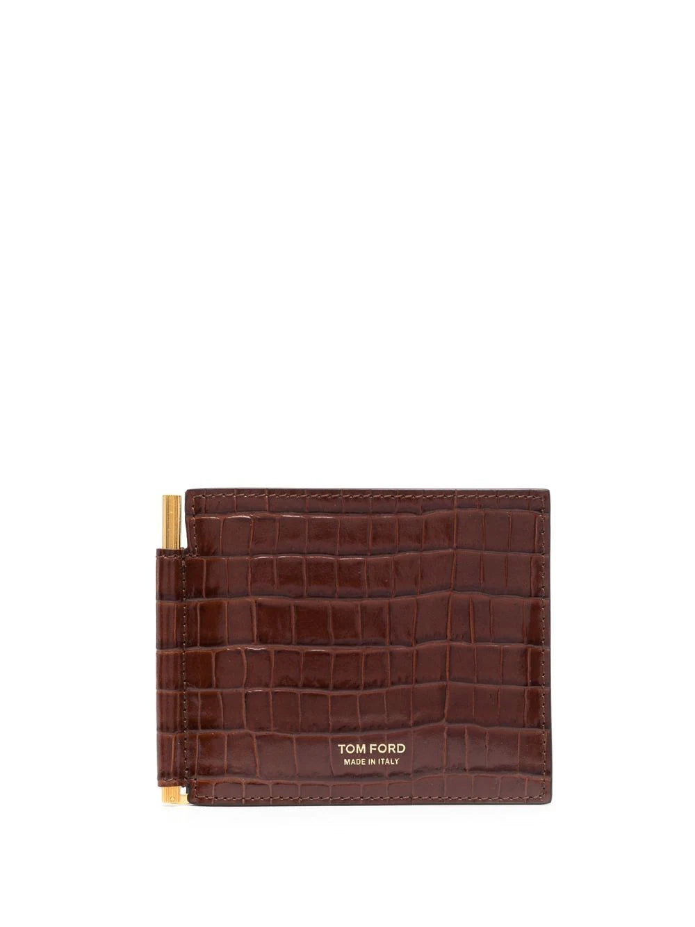 TOM FORD Crocodile Effect Card Holder Brown - MAISONDEFASHION.COM