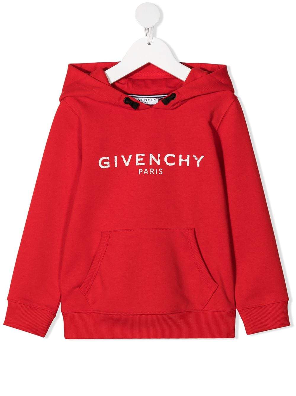 GIVENCHY KIDS Logo-print long-sleeve hoodie Red - MAISONDEFASHION.COM