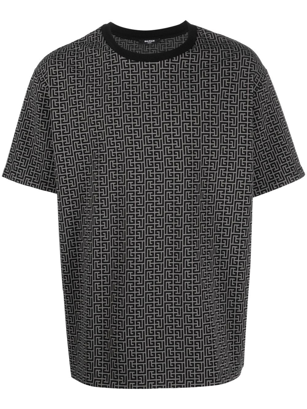 BALMAIN Monogram Bulky Fit T-Shirt Dark Grey - MAISONDEFASHION.COM