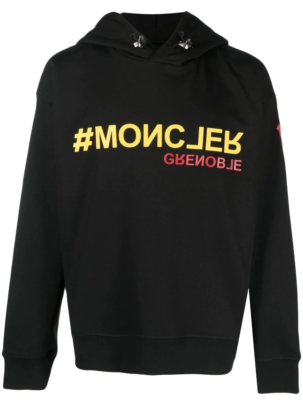 MONCLER GRENOBLE Hashtag Logo Print Hoodie Black/Yellow - MAISONDEFASHION.COM