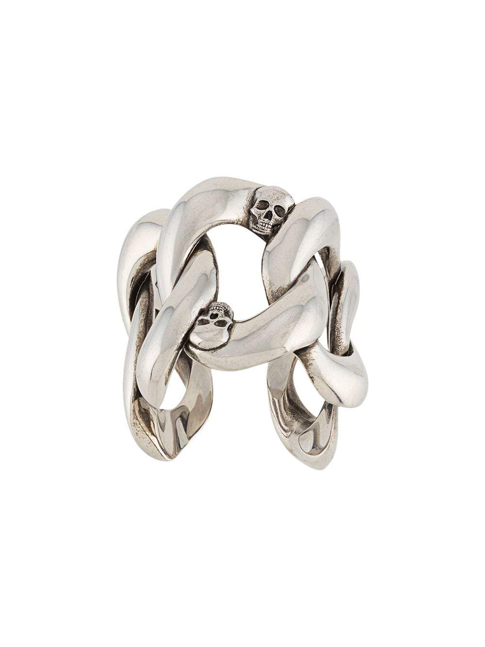 ALEXANDER MCQUEEN Skull Chain Ring Silver - Maison De Fashion 