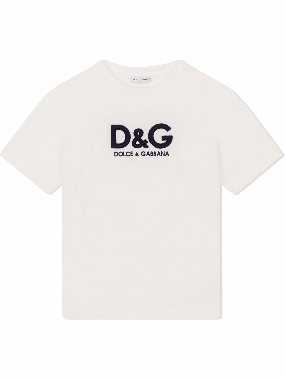 DOLCE & GABBANA KIDS Logo-embroidered cotton T-shirt White - MAISONDEFASHION.COM