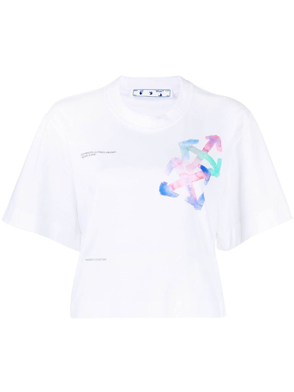 OFF WHITE WOMEN Watercolour Arrows Cropped T-shirt White - MAISONDEFASHION.COM