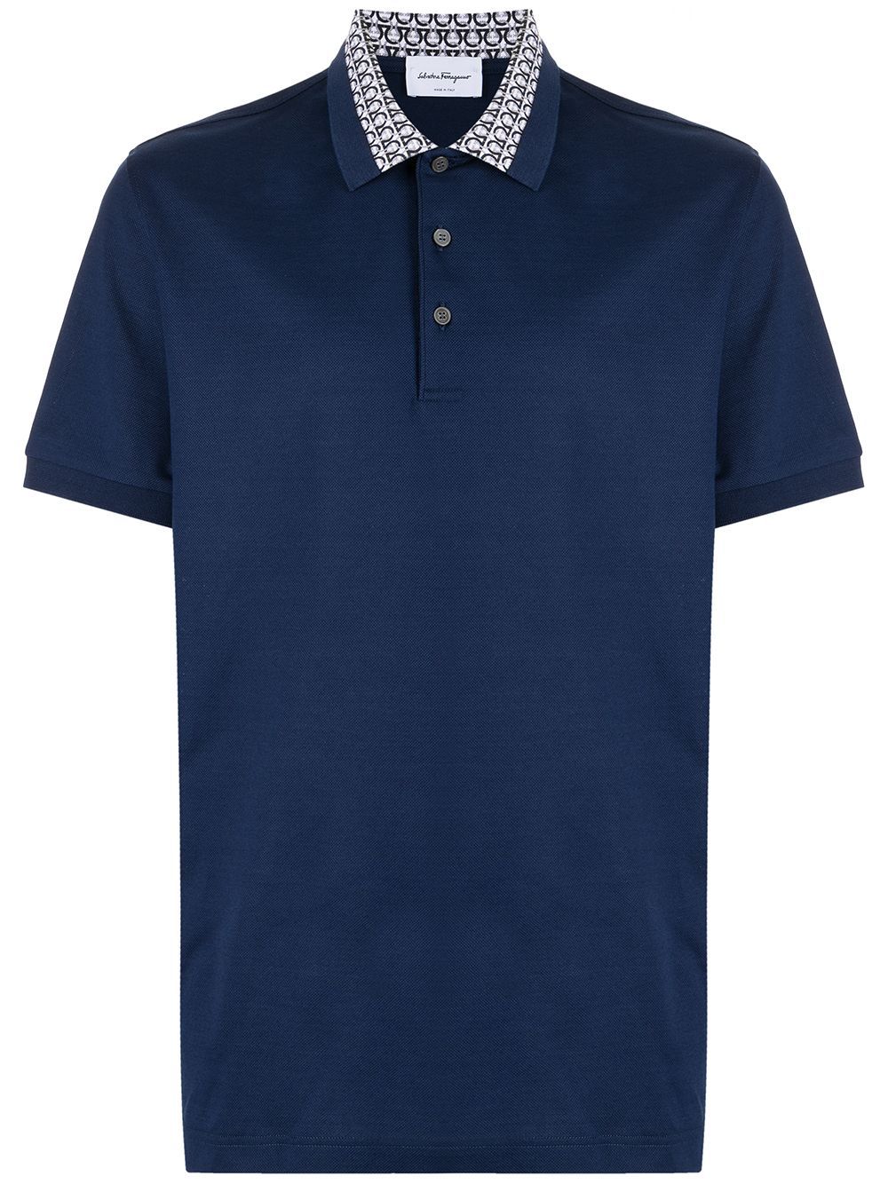 SALVATORE FERRAGAMO Gancini-collar polo shirt Blue - MAISONDEFASHION.COM