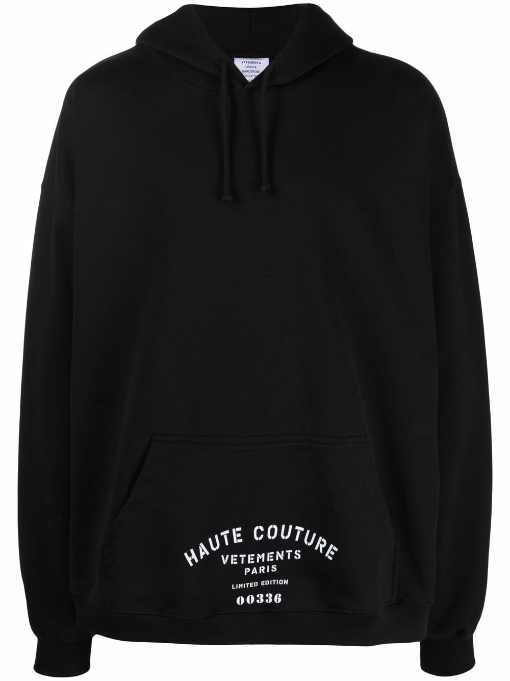 VETEMENTS Logo-print oversized hoodie Black - MAISONDEFASHION.COM