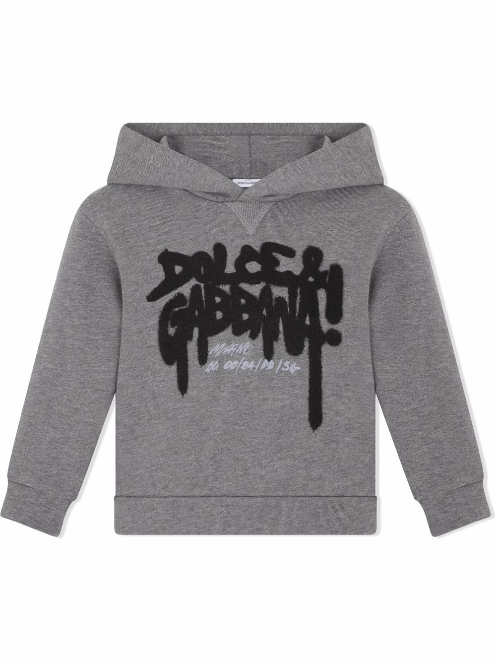 DOLCE & GABBANA KIDS Graffiti logo-print cotton hoodie Grey - MAISONDEFASHION.COM