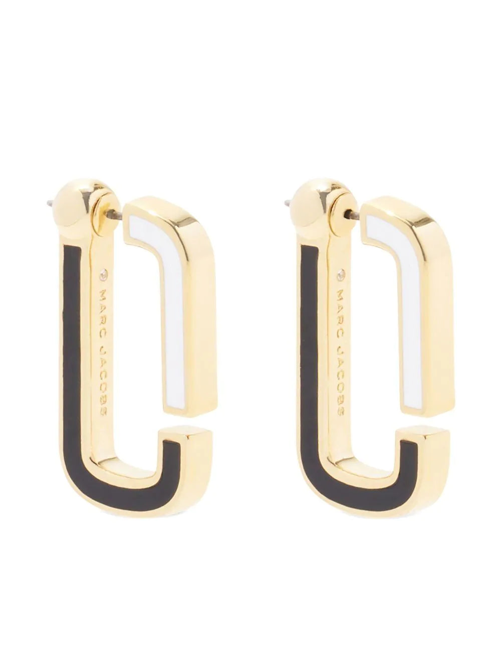 MARC JACOBS WOMEN J Marc Flat Hoops Black/Gold - MAISONDEFASHION.COM