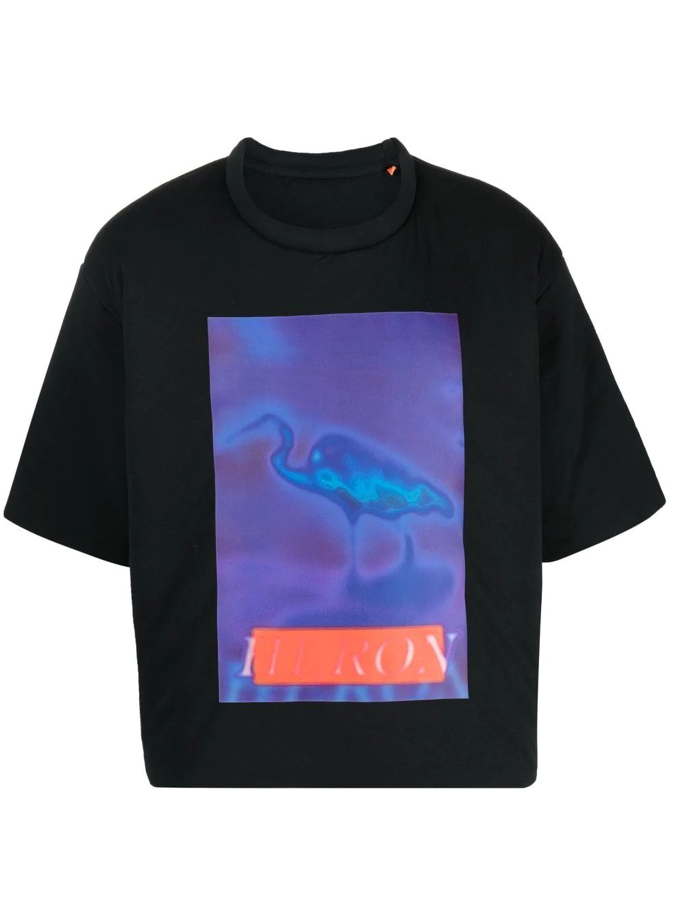 HERON PRESTON Censored Padded S/S T-Shirt Black/Navy - MAISONDEFASHION.COM