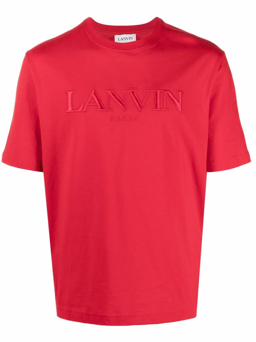 LANVIN Logo Embroidered T-Shirt Red - MAISONDEFASHION.COM