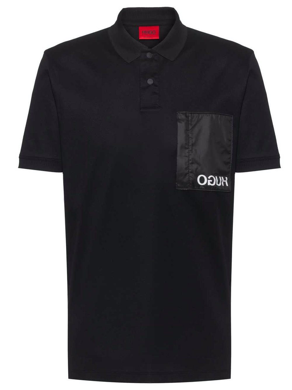 HUGO Reverse Logo Pocket Polo Shirt Black - MAISONDEFASHION.COM