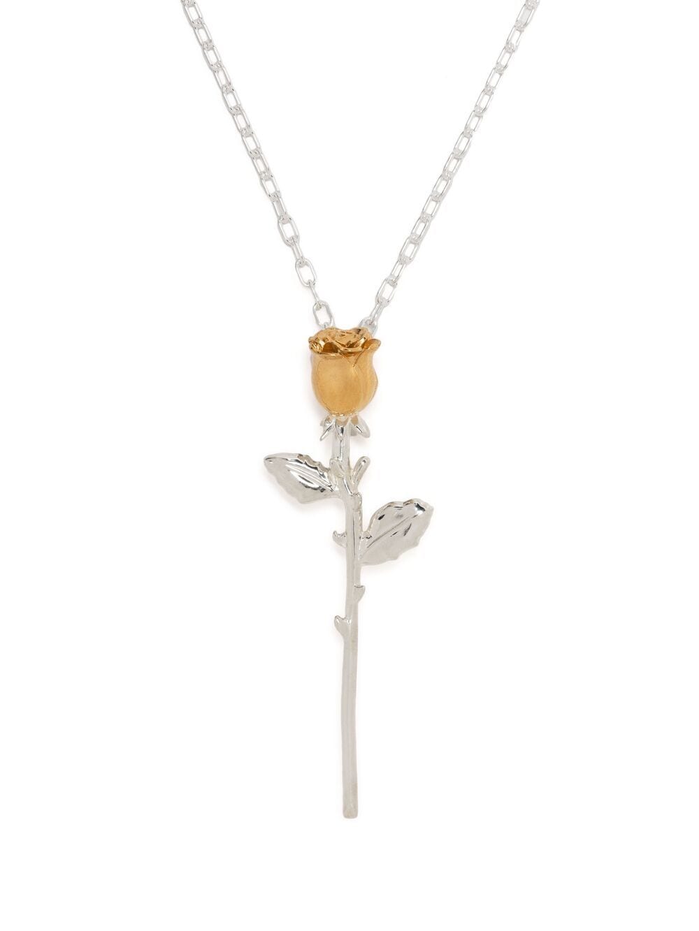 AMBUSH Rose Charm Necklace Silver - MAISONDEFASHION.COM