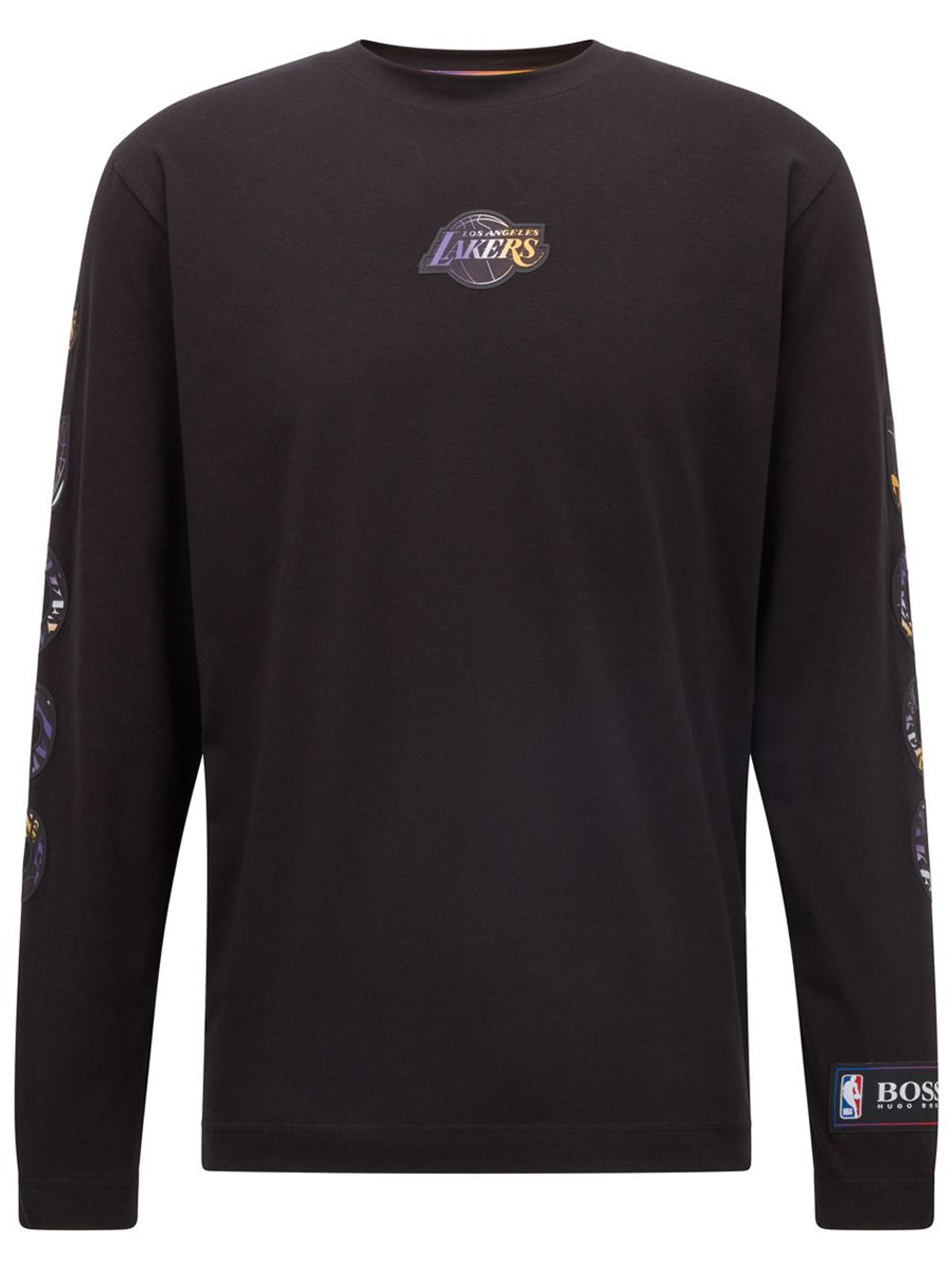 BOSS X NBA Lakers Logo Long Sleeved T-Shirt Black - MAISONDEFASHION.COM