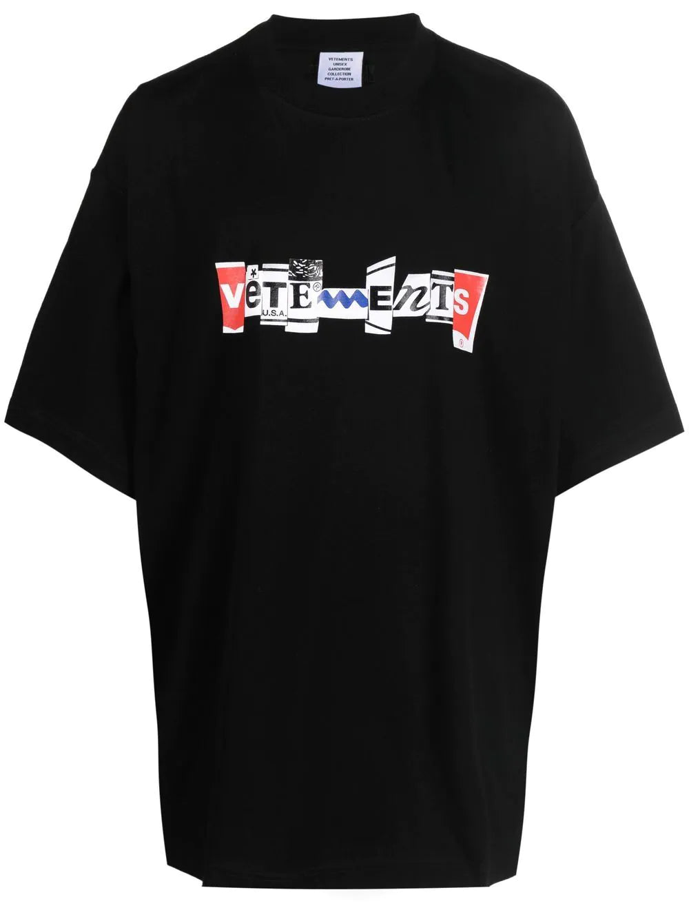 VETEMENTS Mixed Logo T-Shirt Black - MAISONDEFASHION.COM