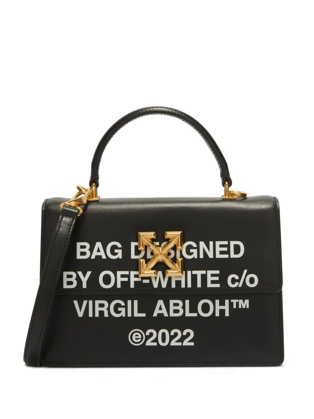 OFF-WHITE WOMEN Jitney 1.4 Top Handle Bag Black/White - MAISONDEFASHION.COM