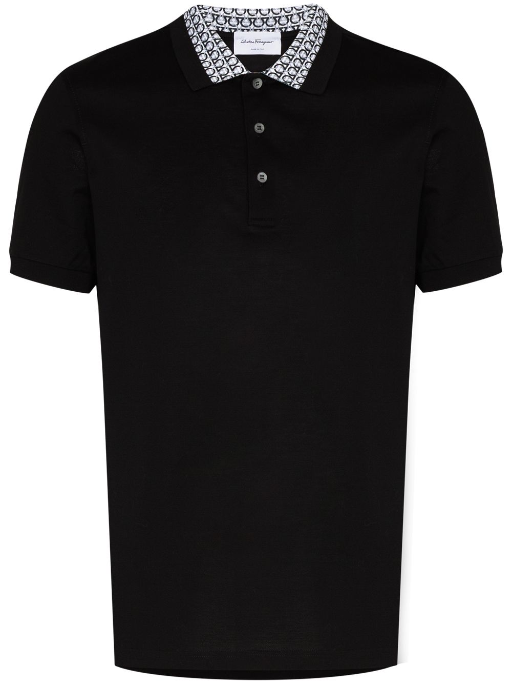 SALVATORE FERRAGAMO Gancini Collar Polo Shirt Black - MAISONDEFASHION.COM