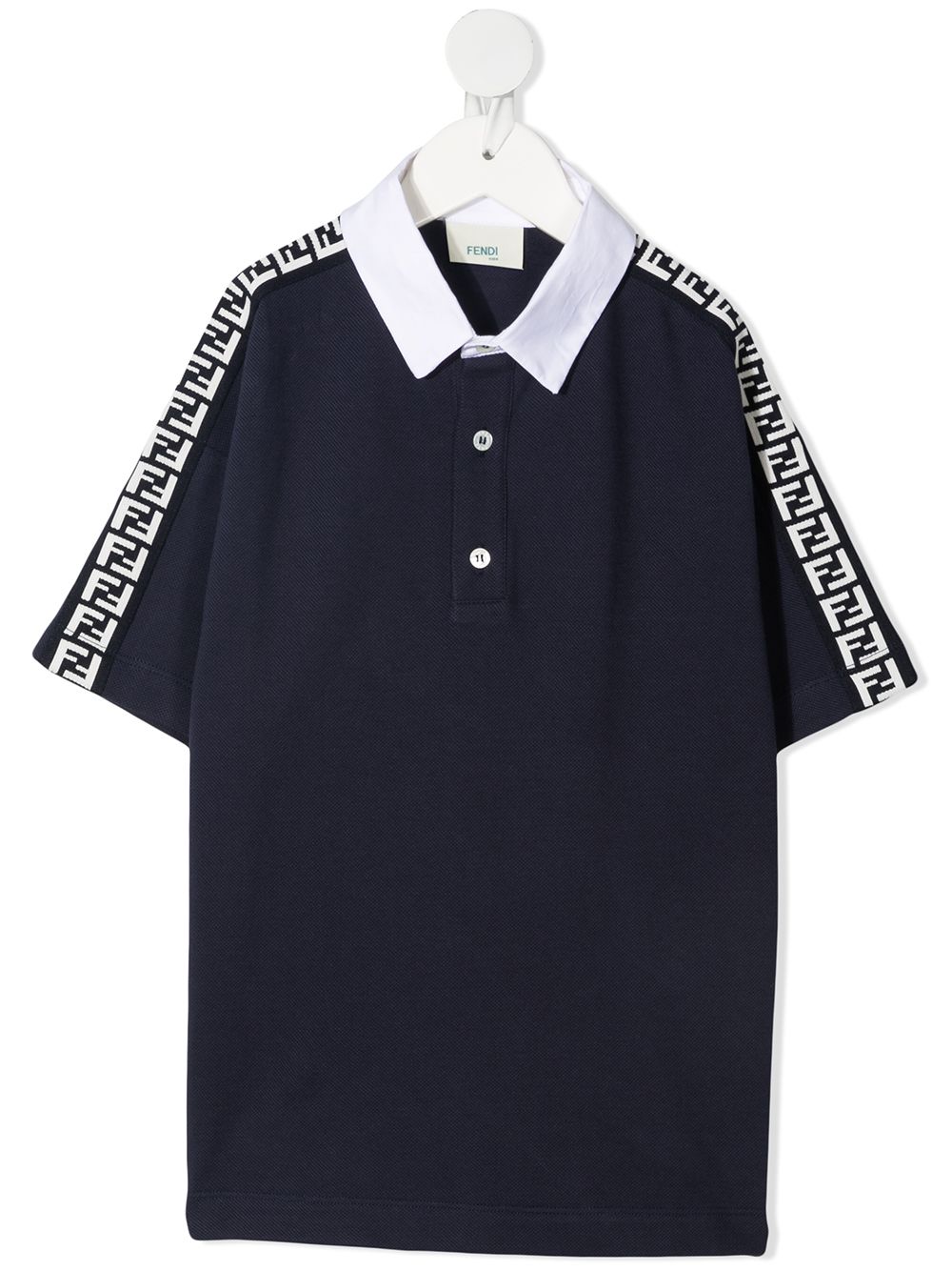 FENDI KIDS FF logo-tape polo shirt Navy - MAISONDEFASHION.COM