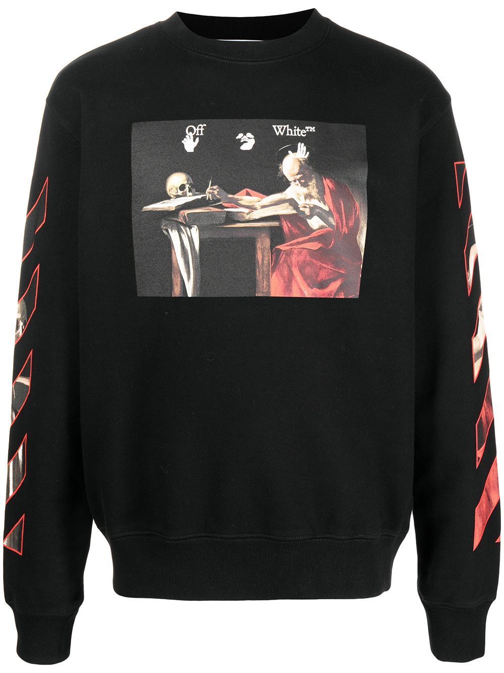 OFF-WHITE Caravaggio Print Sweatshirt Black/Red - Maison De Fashion 