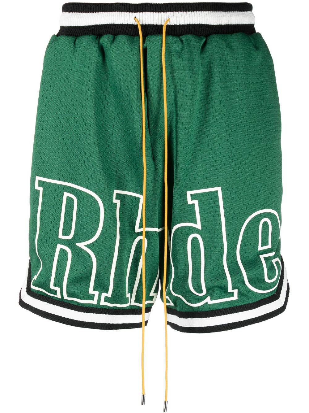 RHUDE Court Logo Shorts Green - MAISONDEFASHION.COM