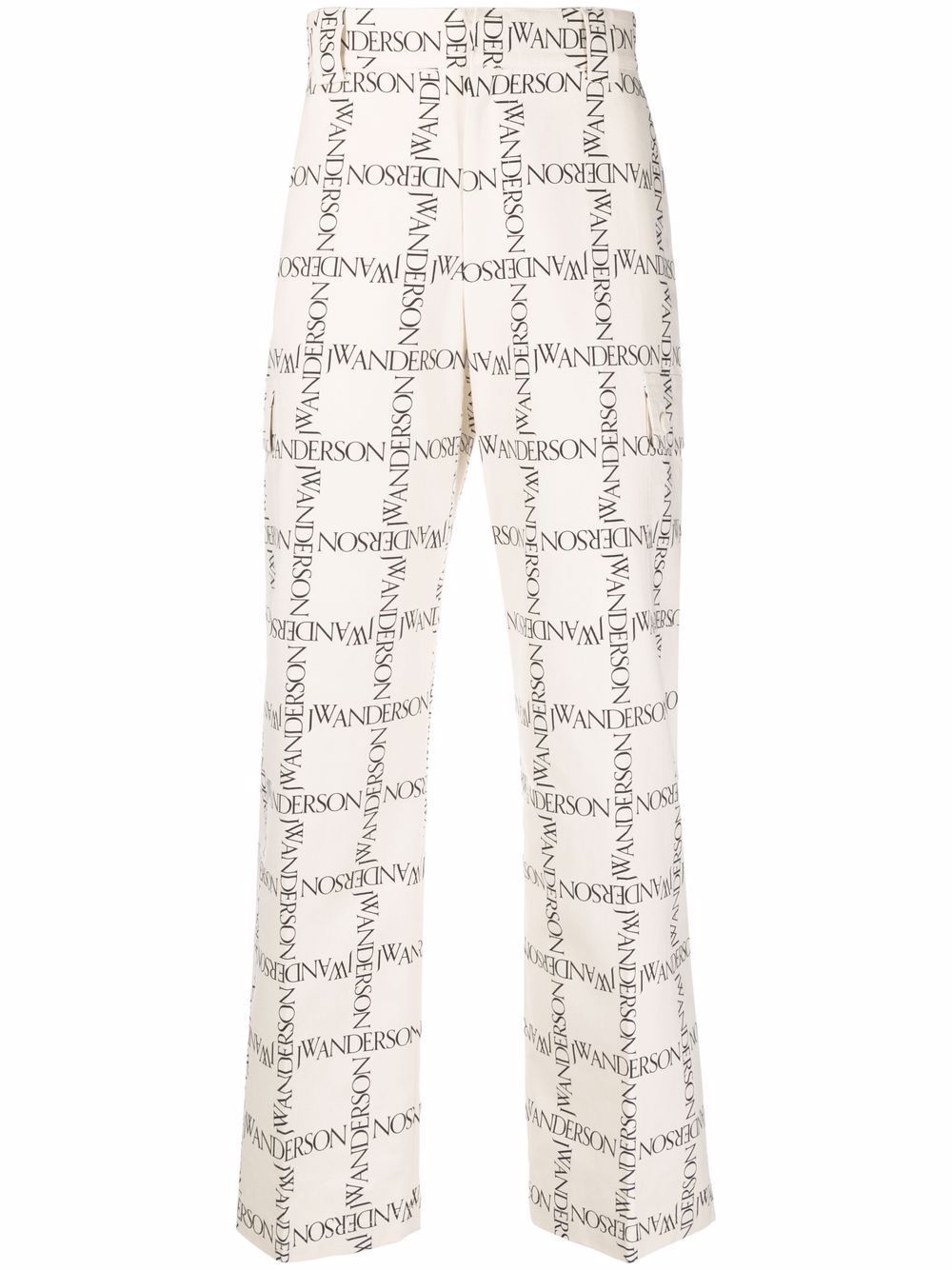 JW ANDERSON Signature-check cotton trousers Ivory - MAISONDEFASHION.COM
