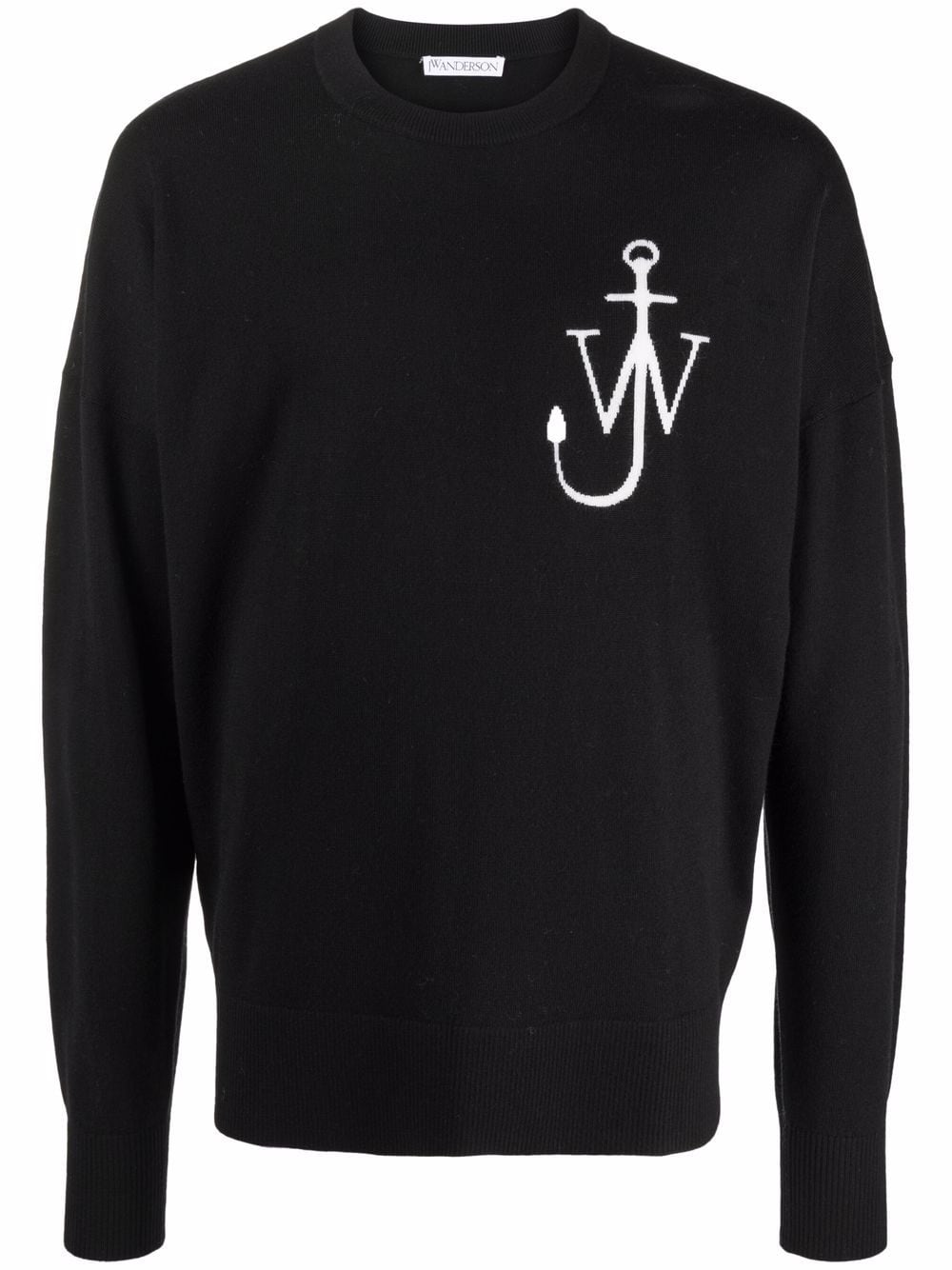 JW ANDERSON Intarsia-knit logo jumper Black - MAISONDEFASHION.COM