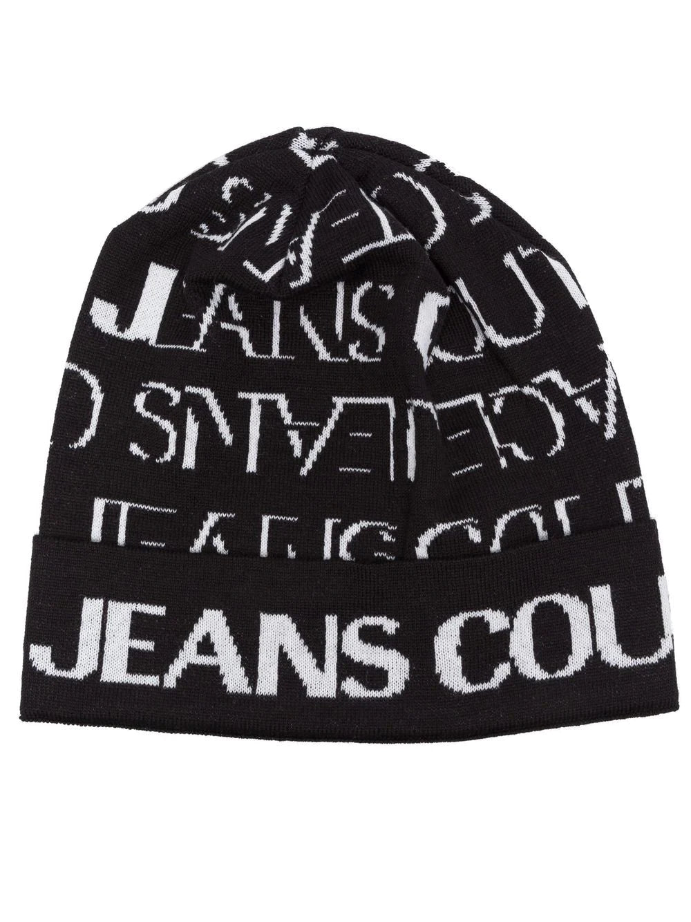 VERSACE All Over Logo Beanie Black/White - MAISONDEFASHION.COM