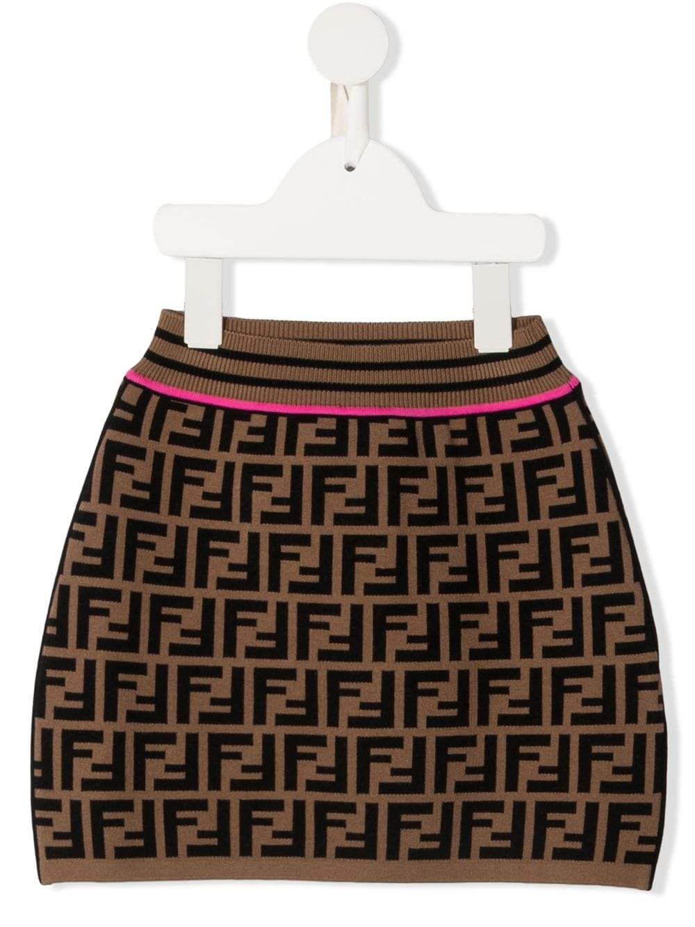FENDI KIDS FF Logo Print Skirt Brown - MAISONDEFASHION.COM