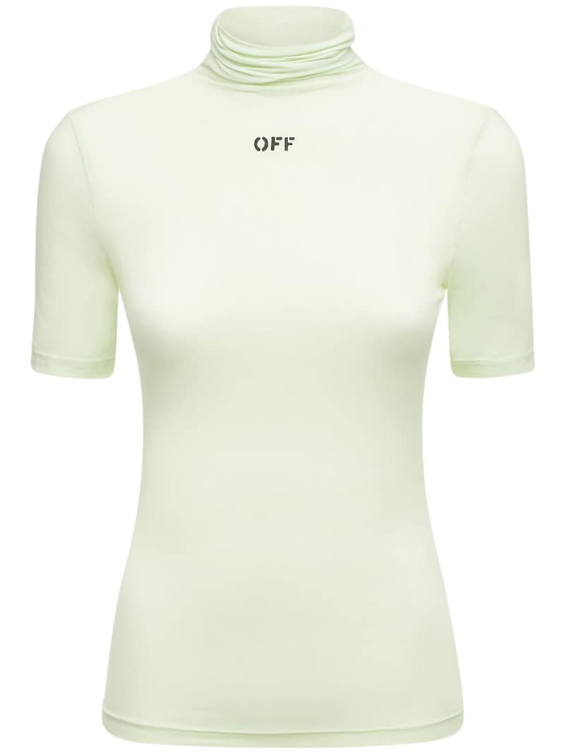 OFF-WHITE WOMEN  Roll-neck T-shirt Green - MAISONDEFASHION.COM
