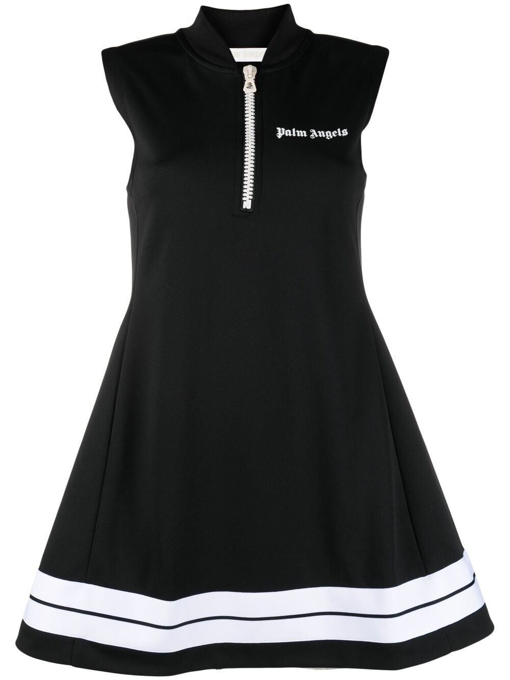 PALM ANGELS WOMEN Logo print flared mini dress Black - MAISONDEFASHION.COM