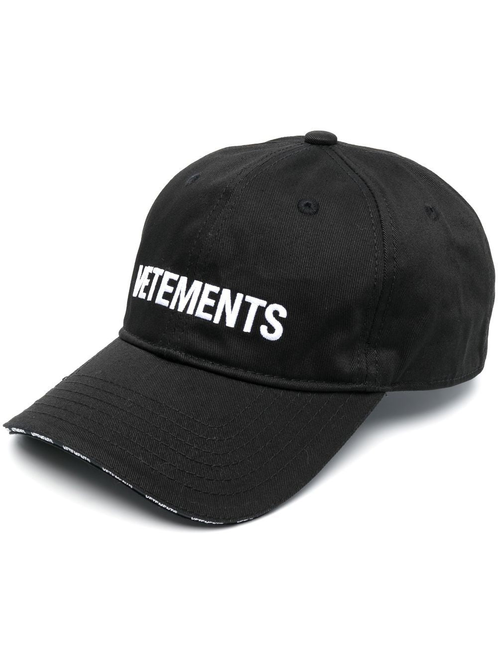 VETEMENTS UNISEX Embroidered Logo Baseball Cap Black/White - MAISONDEFASHION.COM