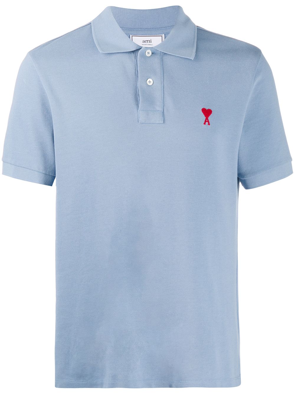 AMI De Coeur Logo Polo Shirt Blue - MAISONDEFASHION.COM