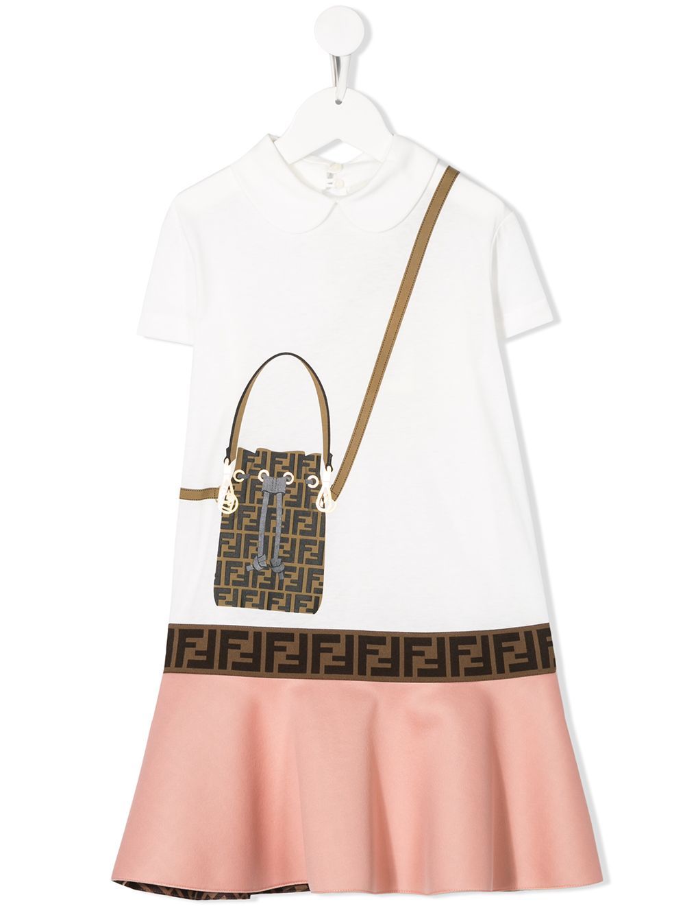 FENDI KIDS FF handbag print dress white/pink - Maison De Fashion 