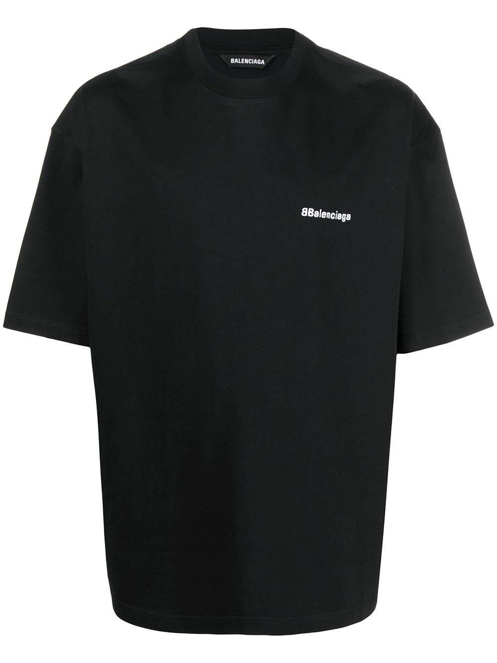 BALENCIAGA Logo Embroidered T-Shirt Black - MAISONDEFASHION.COM