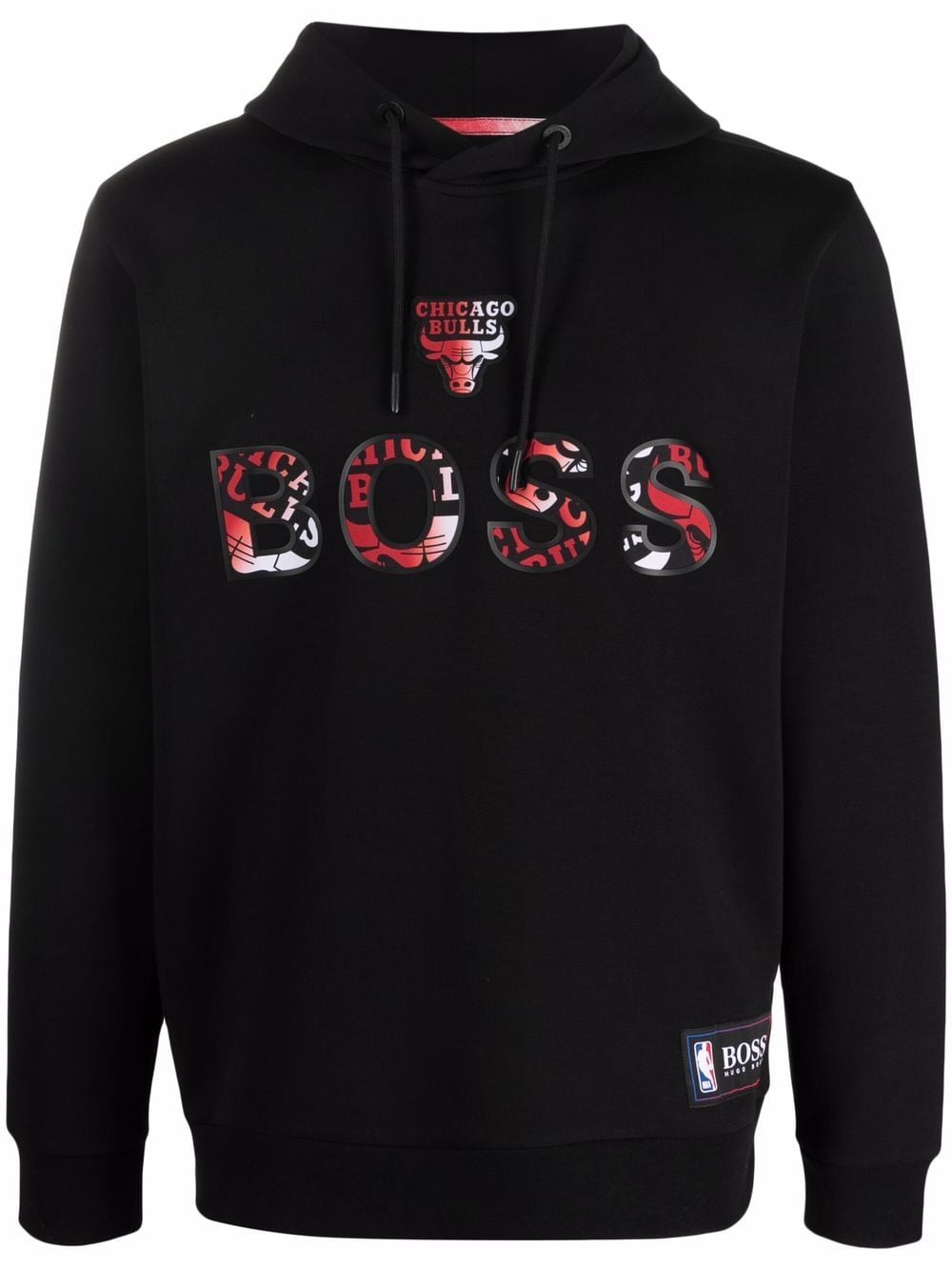 BOSS X NBA Chicago Bulls Logo Hoodie Black - MAISONDEFASHION.COM