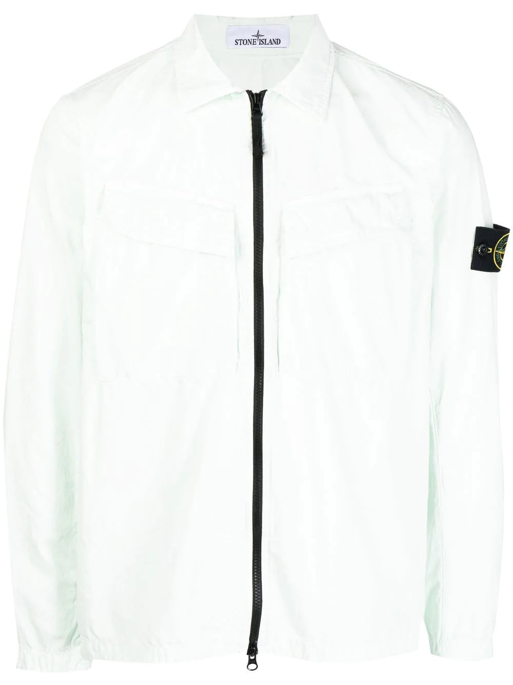 STONE ISLAND Compass-patch Shirt Jacket Aqua - MAISONDEFASHION.COM