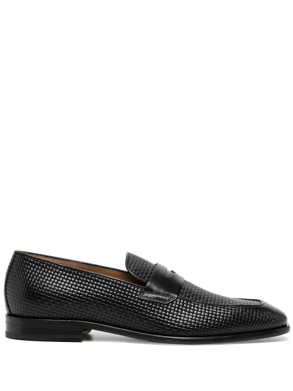 BOSS Lisbon woven leather loafers Black - MAISONDEFASHION.COM