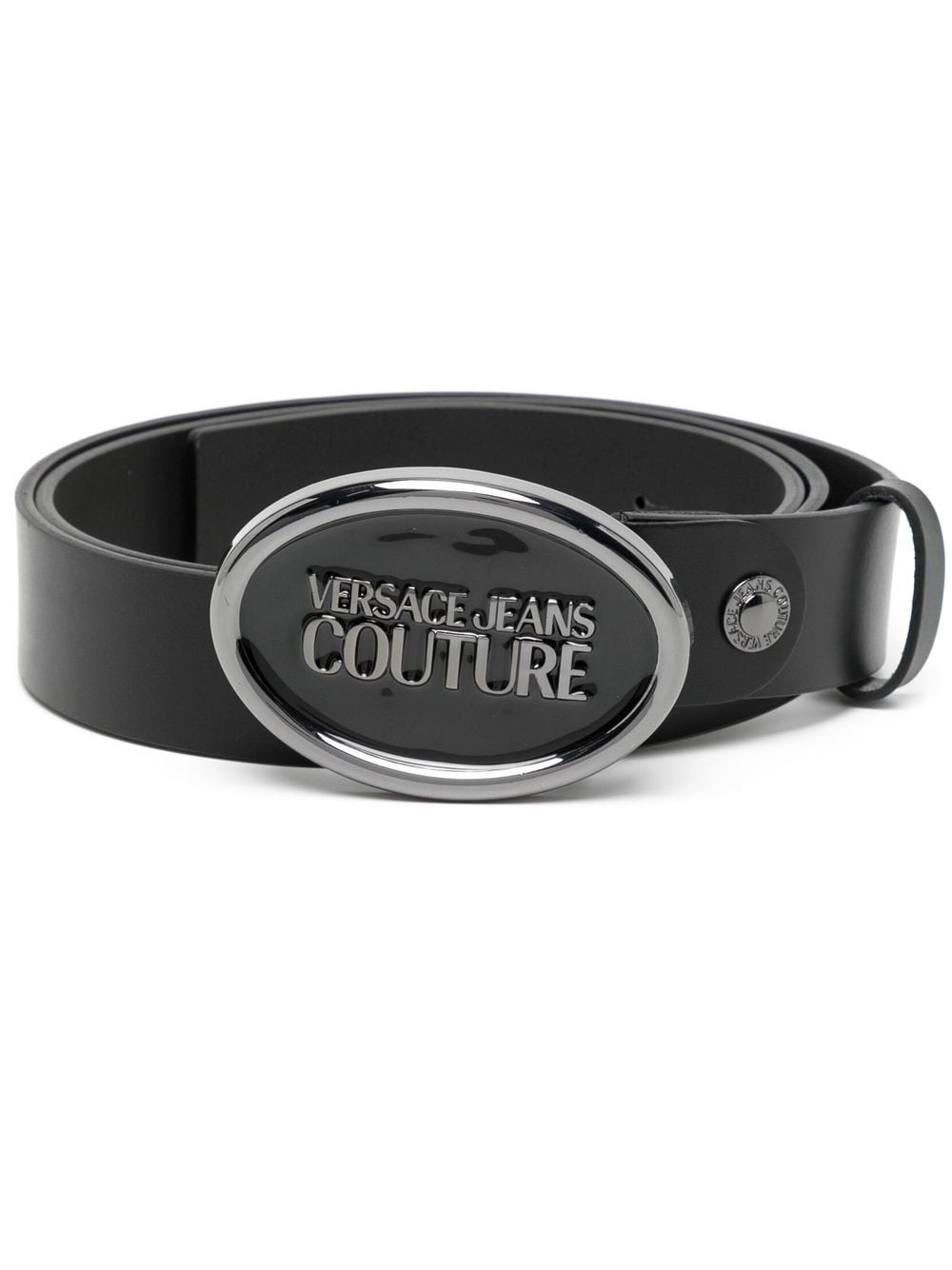 VERSACE JEANS COUTURE Logo-buckle leather belt Black - MAISONDEFASHION.COM